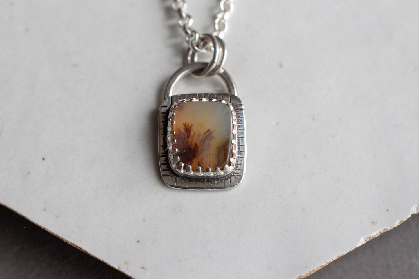 Dendritic Agate Picture Frame Pendant
