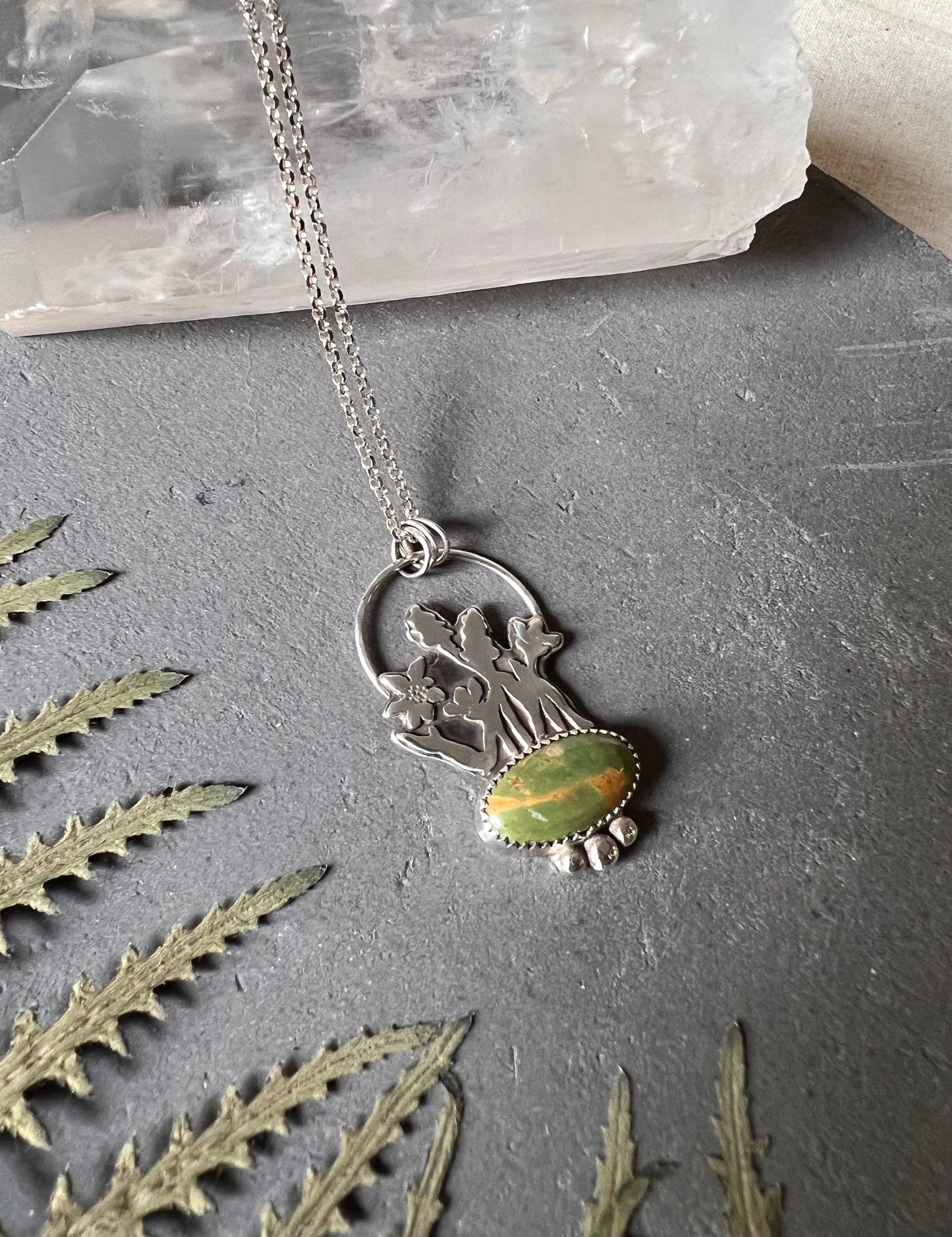 Royston Turquoise Wildflower Pendant (w/ chain)