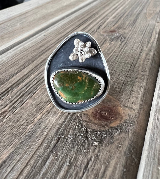 Royston Turquoise Succulent Ring, Size 8.5