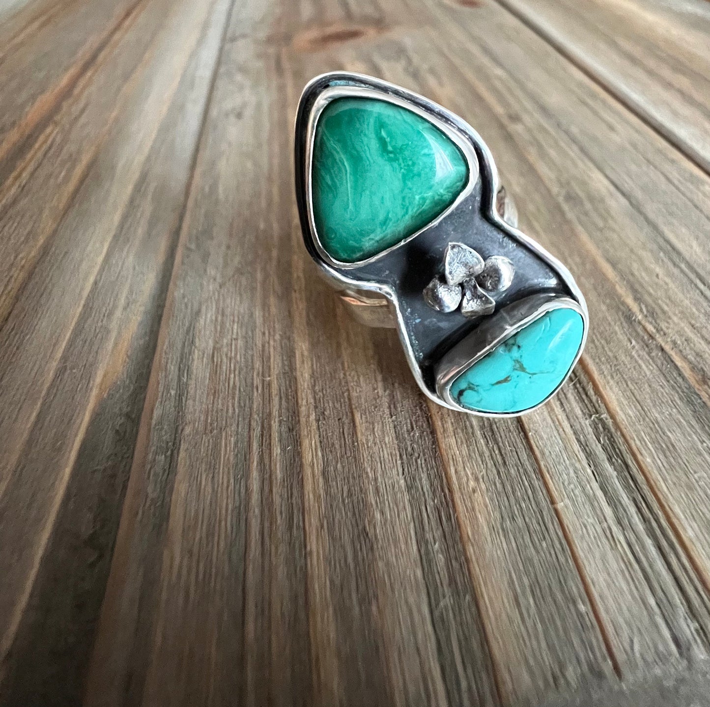 Multi-Turquoise Succulent Ring, Size 7