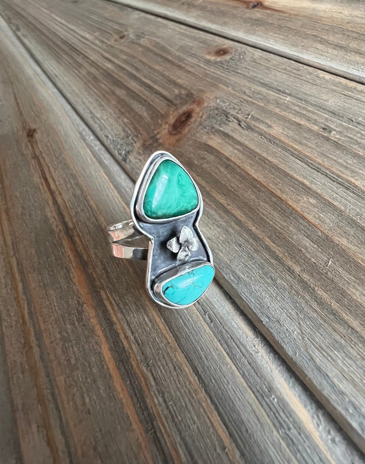 Multi-Turquoise Succulent Ring, Size 7